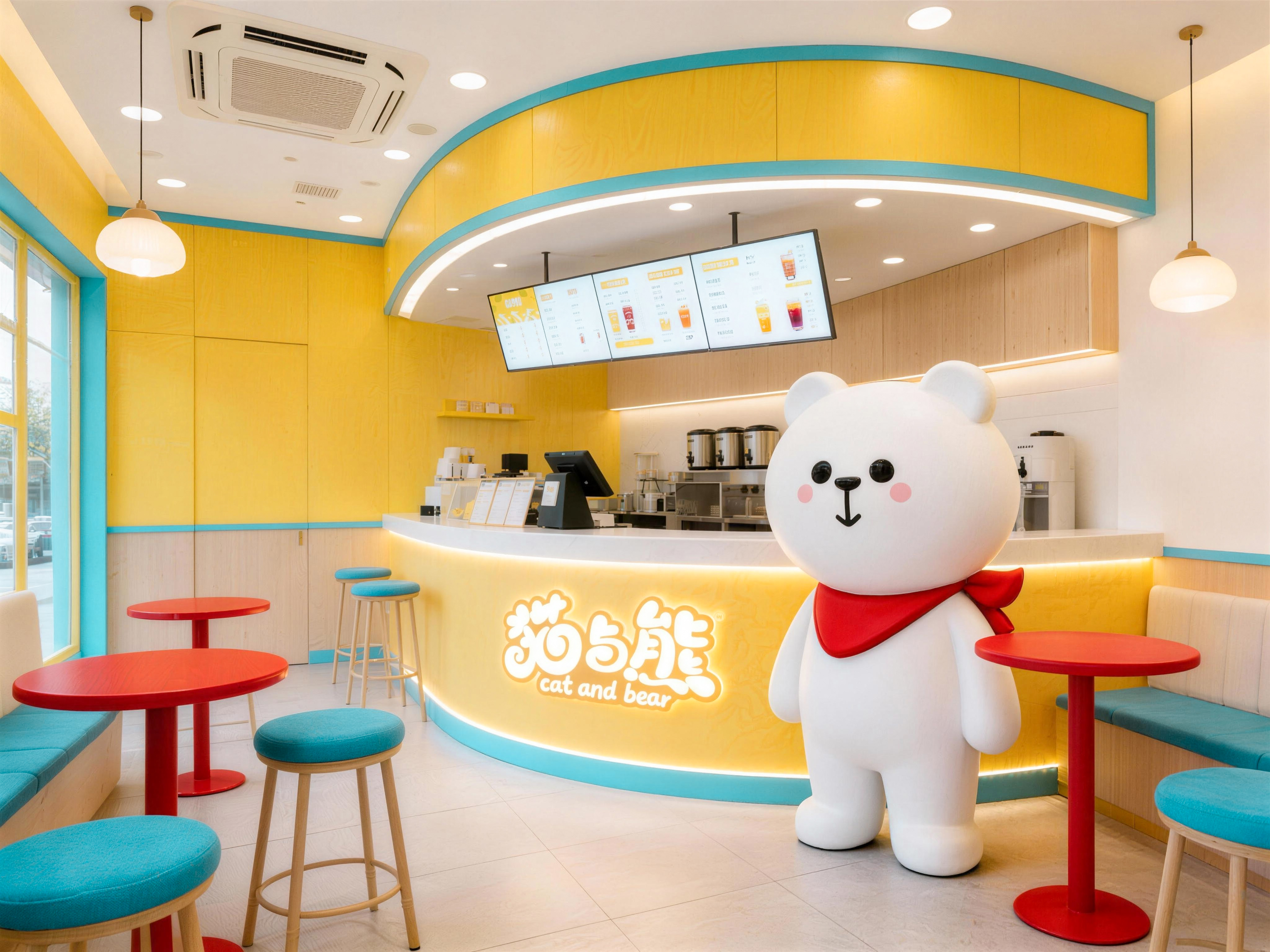 奶茶店内饰-卡通温馨
