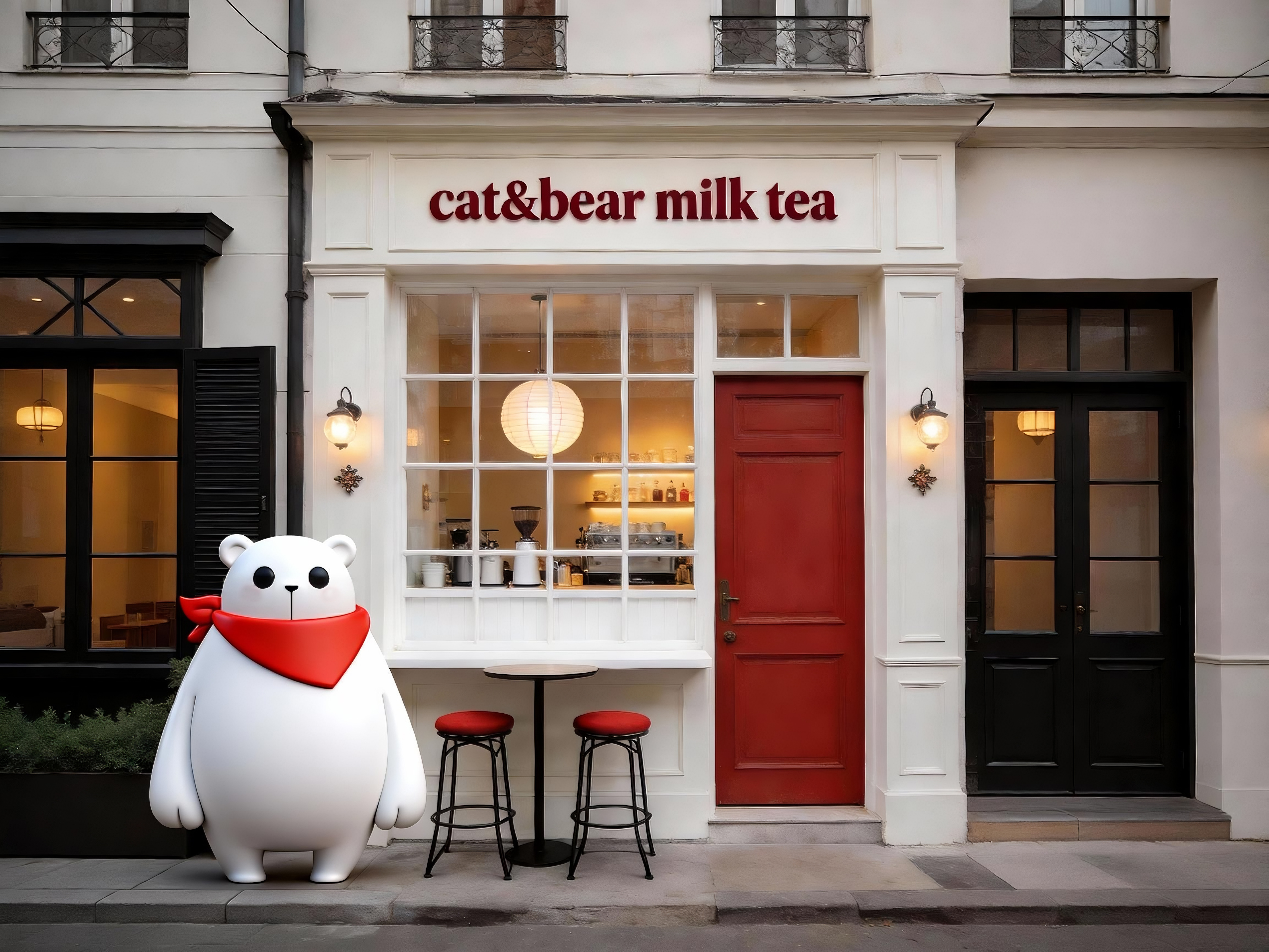 奶茶店门头-复古法式