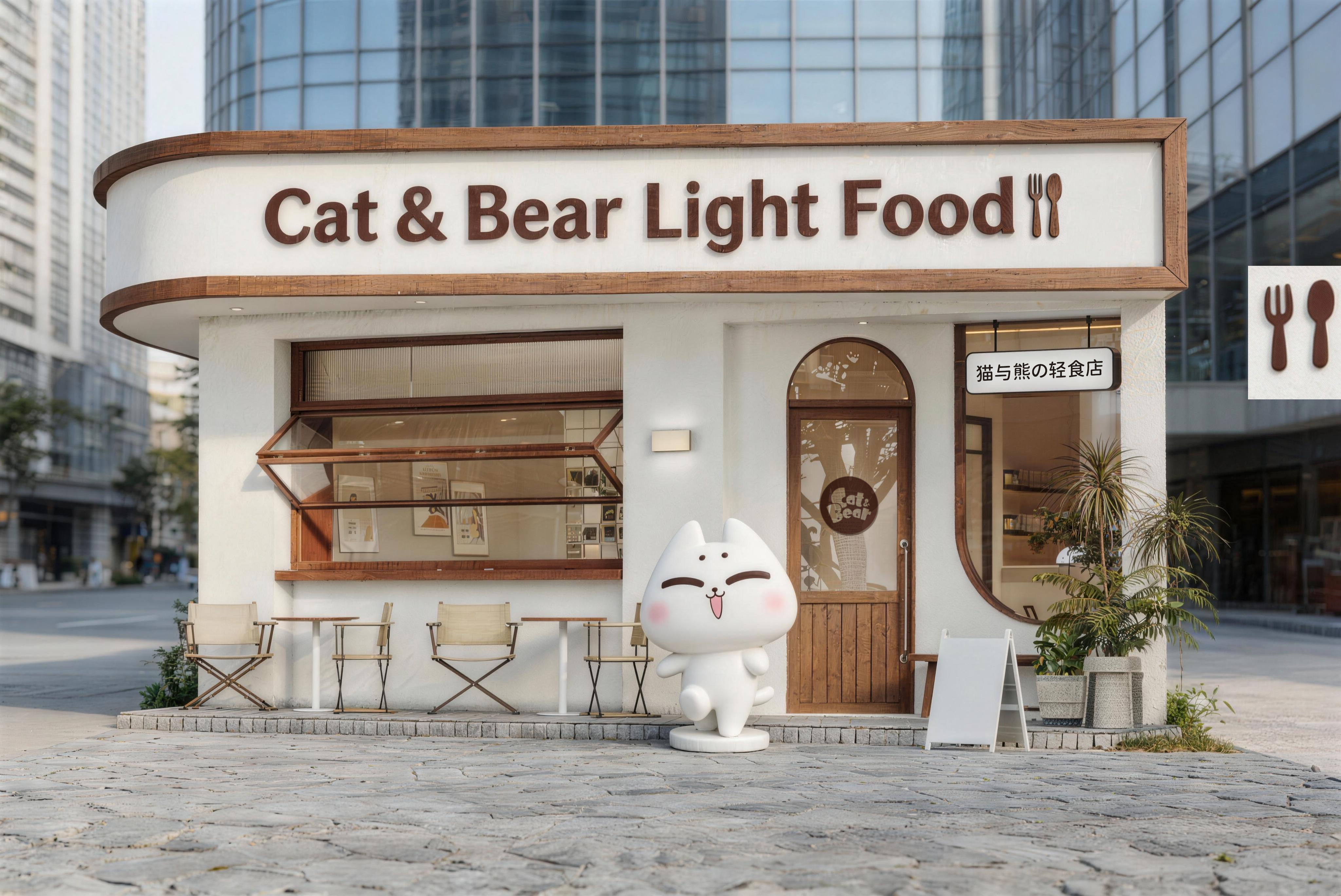 轻食店门头-诧寂风原木风